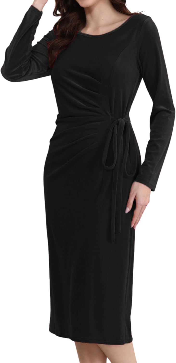 Aphratti Women's Long Sleeve Midi Dress for Party Wedding Guest Cocktail Dresses