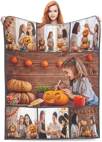 Miniatura 10 de TUSANEII Manta personalizada con logotipo, texto y foto, manta personalizada con imagen para el día de la madre, regalos de cumpleaños, Navidad,