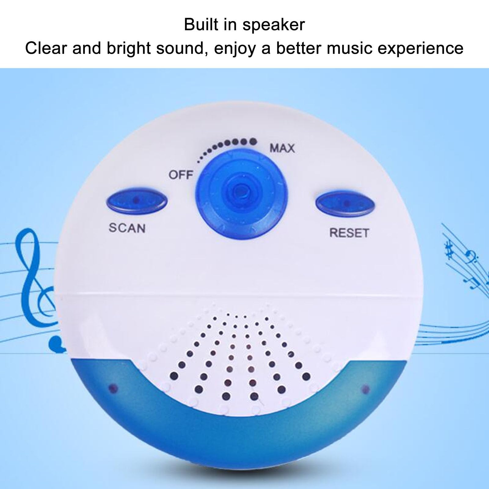 Shower Radio, Mini Portable FM Shower Radio Built in Speaker and Antenna, Long Battery Life Portable FM Radio Speakers for Bathroom Kitchen Outdoor Use