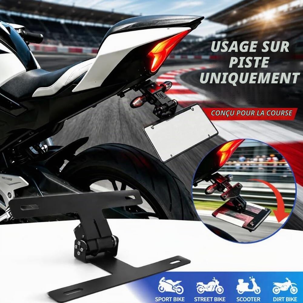 Support de Plaque d'immatriculation Rabattable Universel pour Moto, Support électrique réglable Pliable, pièce de Rechange pour Modification Moto