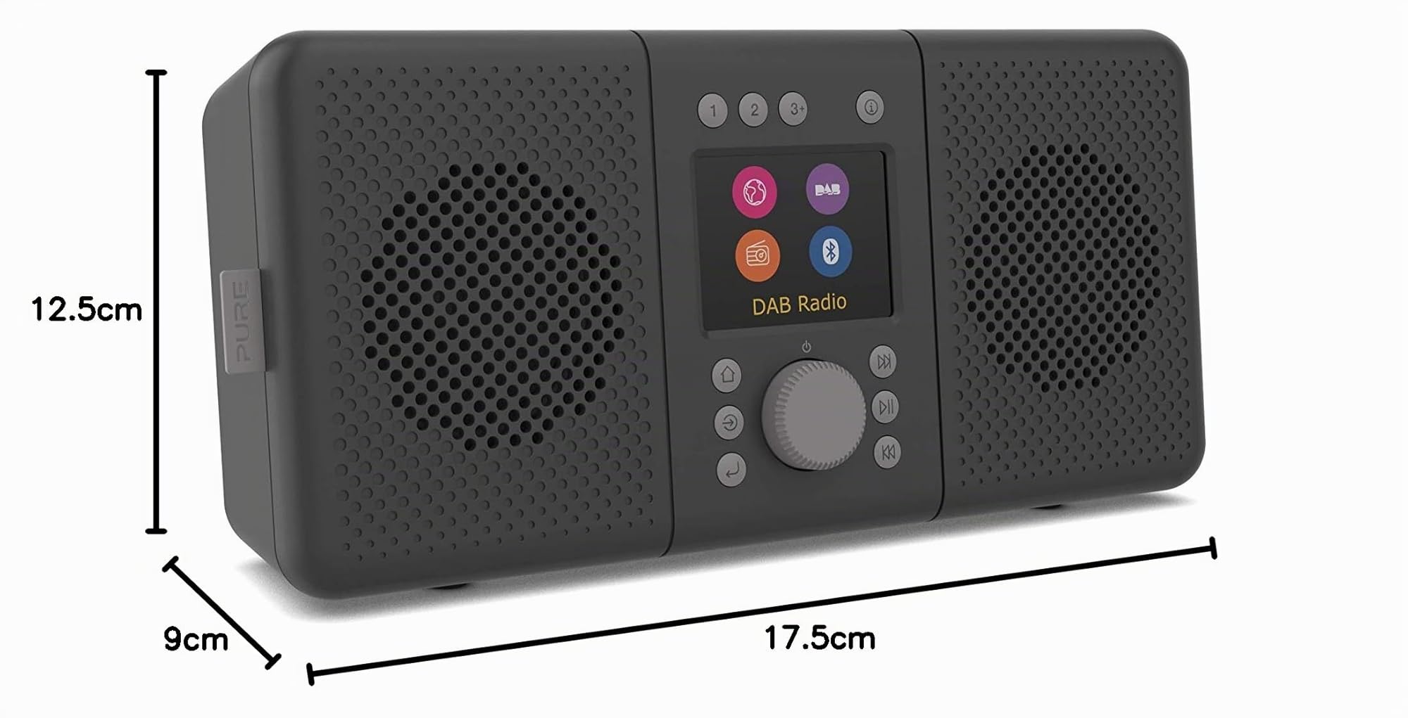 Pure Elan Connect+ Radio Internet stéréo avec DAB+ et Bluetooth 4.2 (Dab/Dab+, Radio FM, Radio Internet, écran TFT, 20 préréglages, Streaming Musical, Anthracite