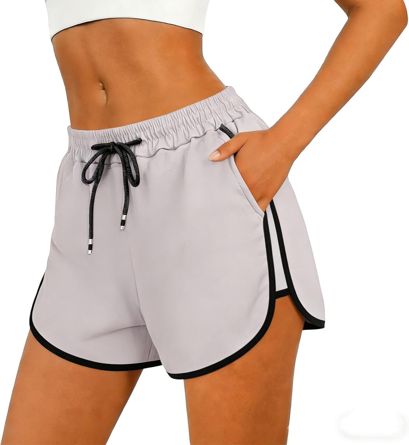 Athletic Shorts for Women - Workout Casual Summer Comfy Drawstring High Waisted Shorts for Running Gym Lounge