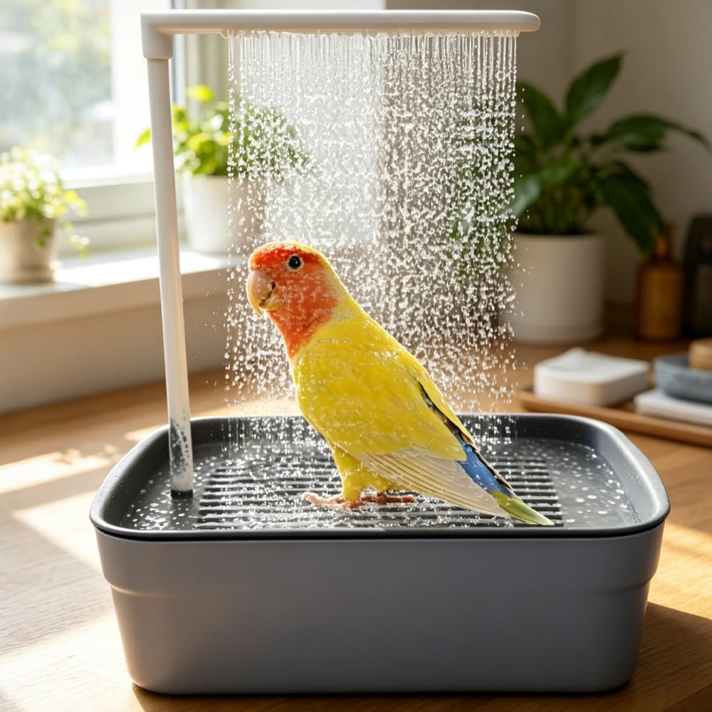 Baignoire Oiseaux Automatique, Electrique Baignoire pour Oiseaux, Baignoire de Douche avec Douche à Circulation Eau, Multifonctionnelle Baignoire Perroquet