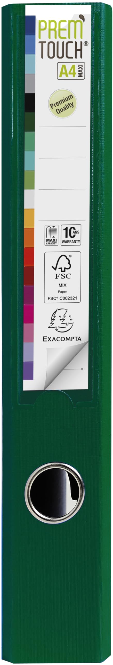 Exacompta 53153E 10er Pack Premium Kunststoff-Ordner Prem´Touch. 5 cm schmal DIN A4 MAXI Ringordner Aktenordner Briefordner Büroordner Plastikordner Schlitzordner dunkelgrün