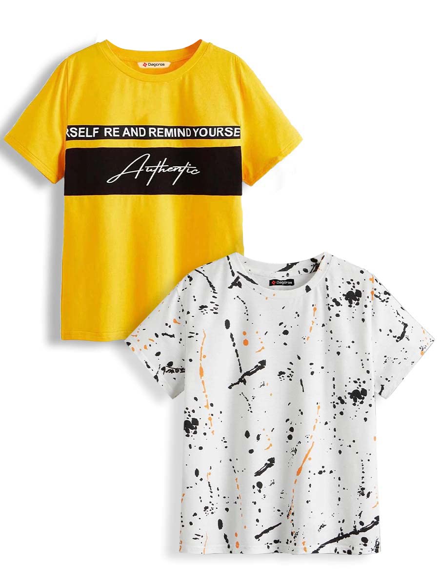 Dagcros Camiseta de algodón estampada de media manga para niño