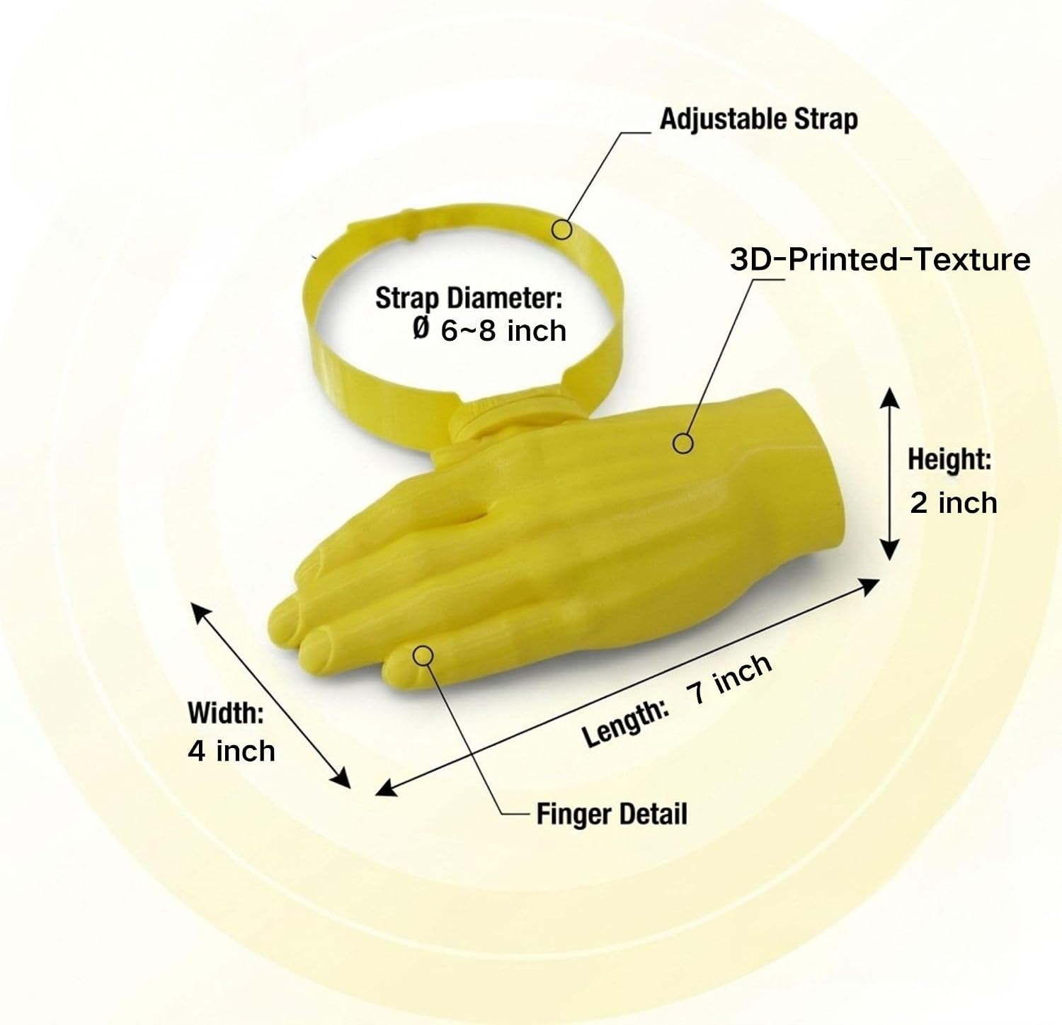 Palm-Sized Sun Hat, Funny 3D Hand-Shaped Visor Cap, Hands-Free Adjustable Shade for Beach Outdoor Party Yellow