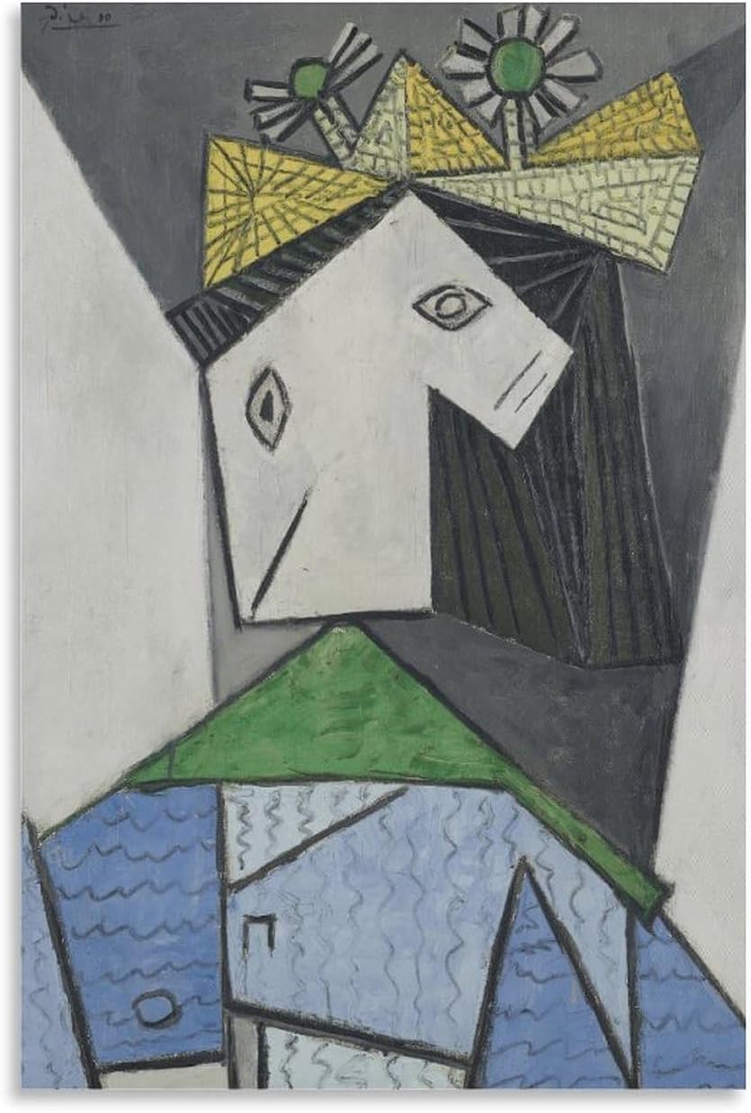 ZZYGGN GMGSW Woman with Hat by Pablo Picasso Poster and Prints Abstract Canvas Painting Pablo Picasso Wall Art for Office Picture Decor 40x55cmx1 Frameless