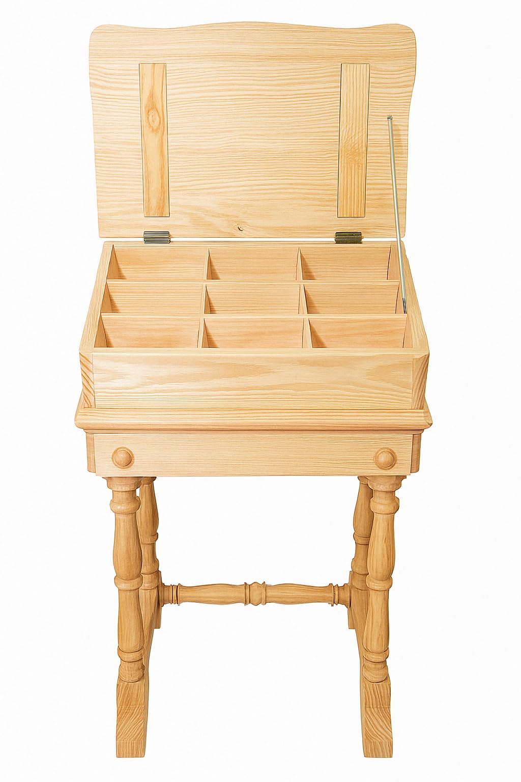 BBTradesales - Scatola Da Cucito In Legno Di Pino Grezzo, 5 Scomparti, Con Manico - Foto 5