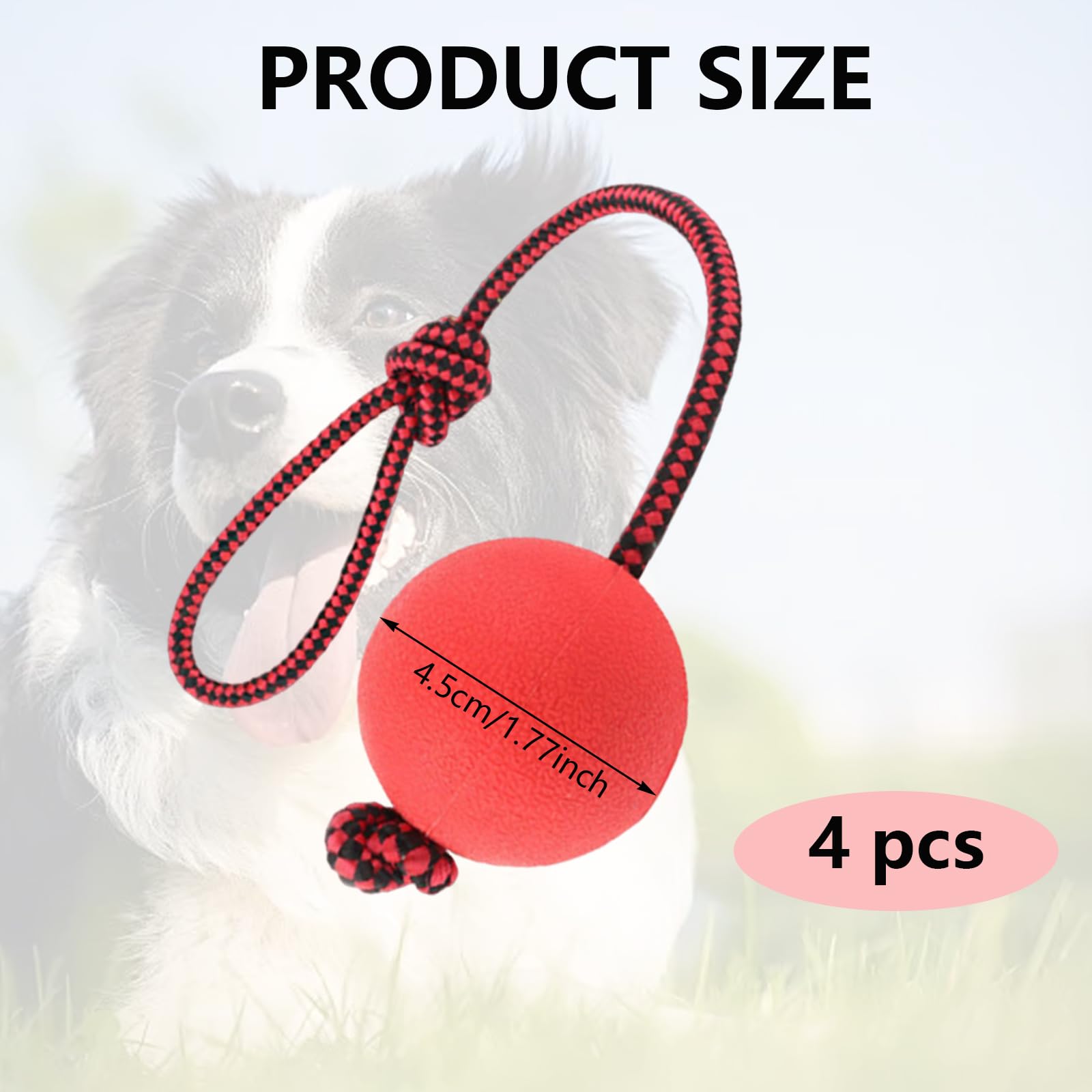 KxrTpx 4 Pcs On A Rope For Dogs, Ball On Rope Dog Toy, Dog Ball, Chuck It Dog Ball, Interactive Rubber Ball Chew Toys For Small Medium Large Pet Fetching Catching Throwing And Tugging - Image 2
