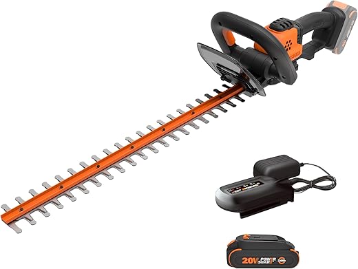 WORX WG261 22" 20V Cordless Hedge Trimmer, Battery & Charger Included