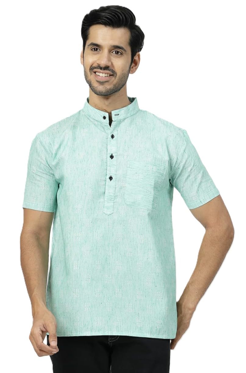 rohilcrust Men's Cotton Blend Regular Fit Half Sleeves Printed Short Kurta-picture-10