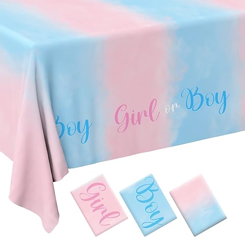 Suministros para fiestas de revelación de género, mantel desechable de plástico impermeable para niños o niñas, decoración de fiesta de revelación