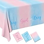Gatherfun Gender Reveal Party Supplies Disposable Tablecloth Plastic Waterproof Table Cover for Boy or Girl Gender Reveal Party Baby Shower Birthday Decorations, 3 Pack 54X108inch