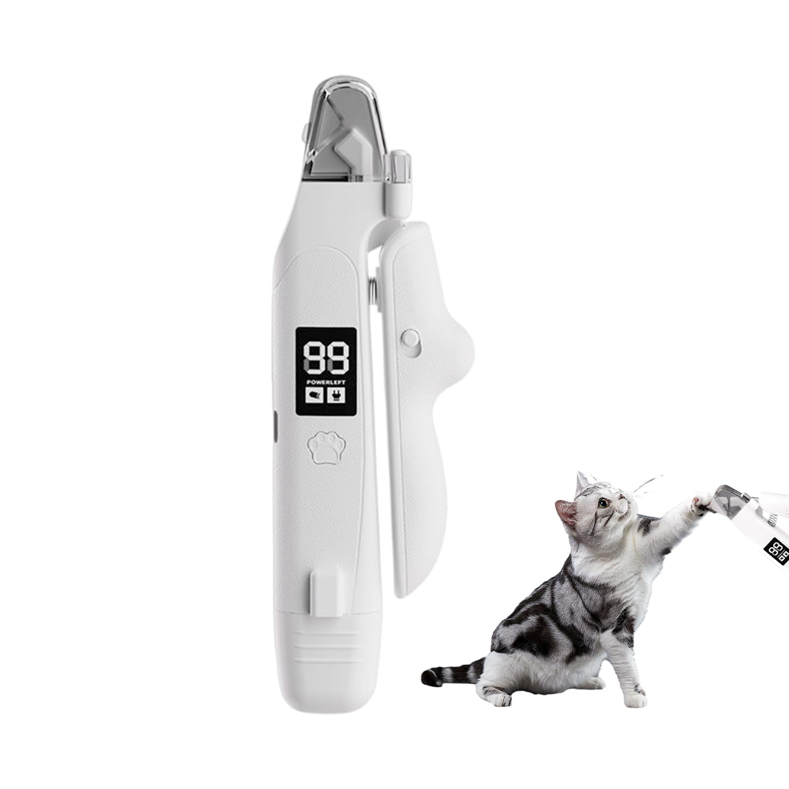 Cortauñas para Mascotas, Cortaúñas for Perros, Pantalla Digital eléctrica con iluminación LED, cortaúñas y lijadora for