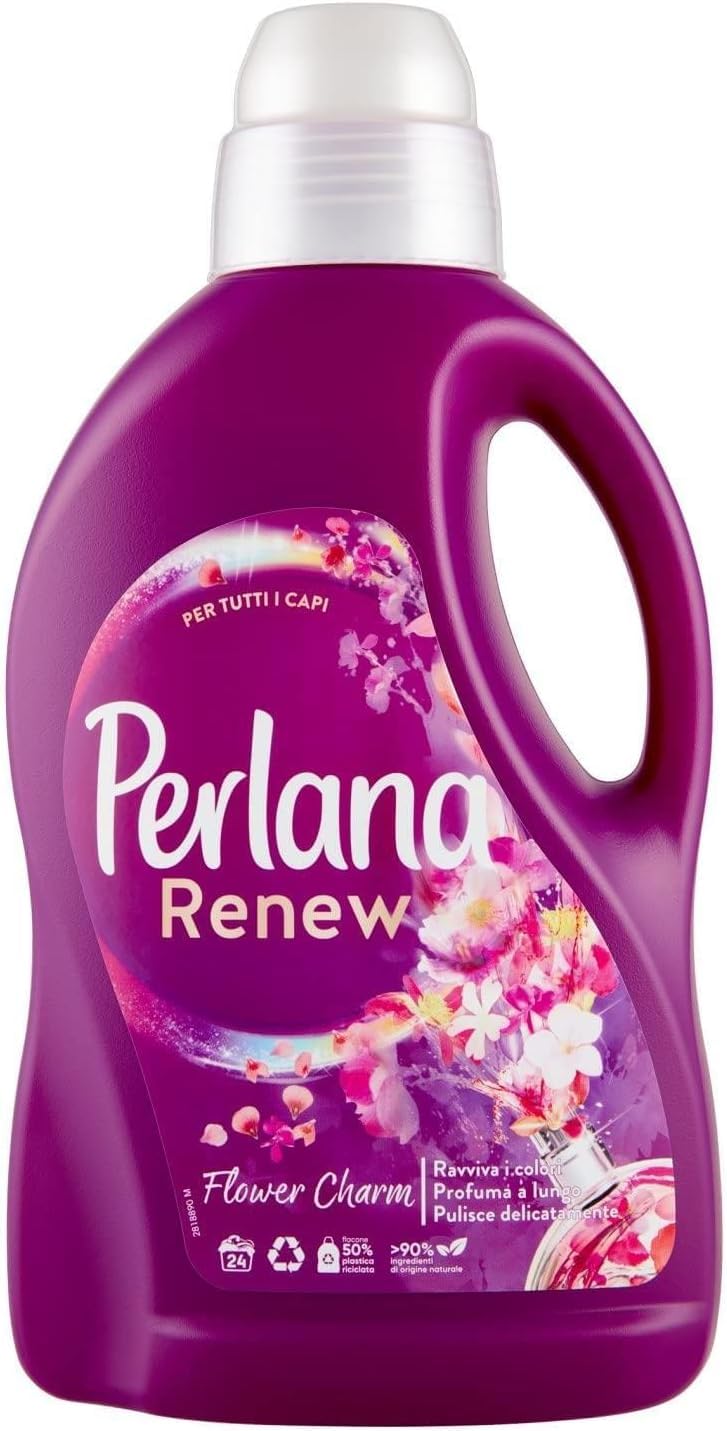6 abalorios Perlana Renew Flower Charm, detergente para lavadora, mantiene el brillo de tu ropa de color y blanco + italiano Gourmet pelati 400 g