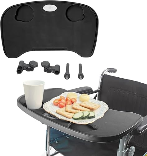 Mesa de bandeja para silla de ruedas, mesa extraíble para silla de ruedas, mesa de regazo para pacientes lactantes, se adapta a brazos de silla de