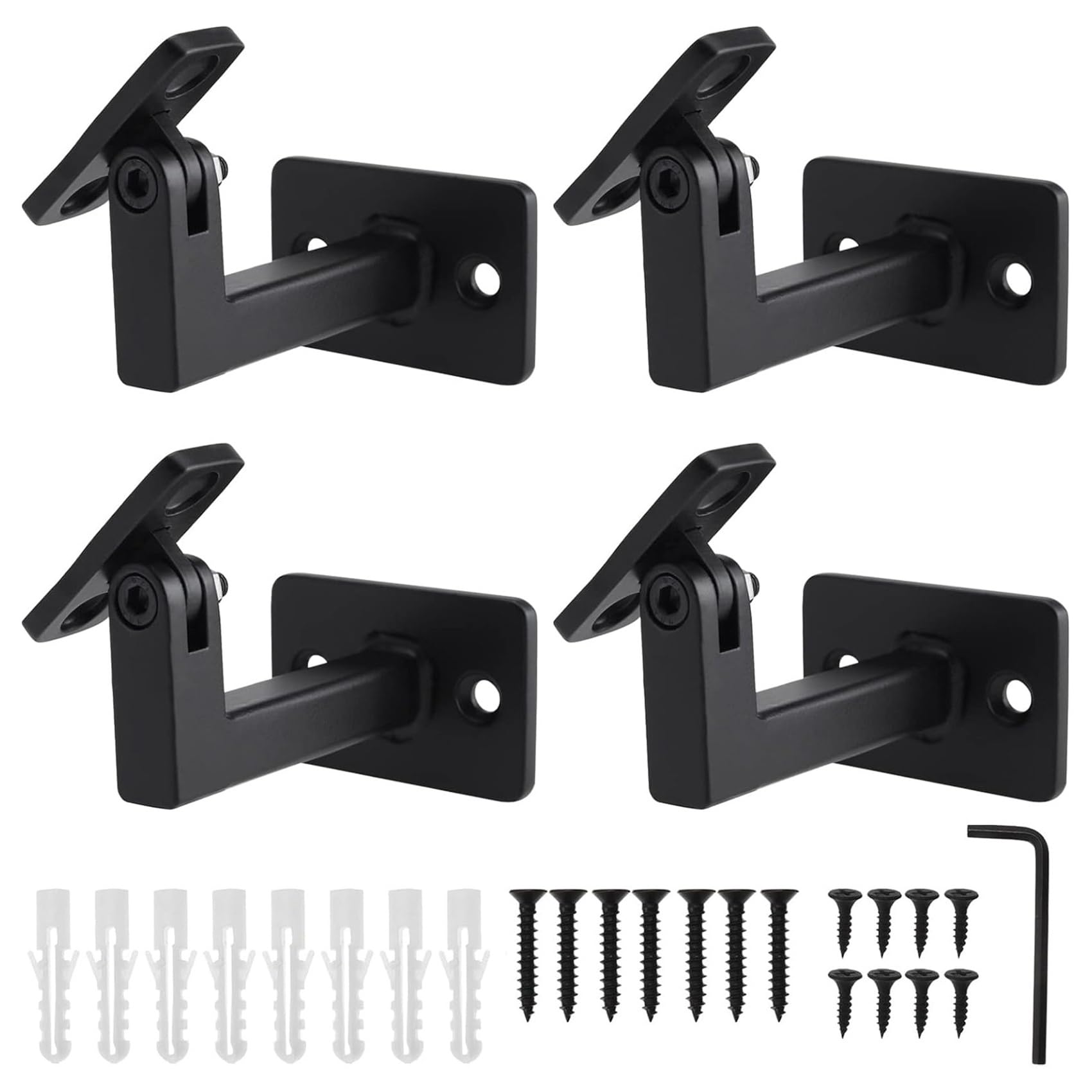 qimoi 4 Pcs Adjustable Handrail Brackets, Stair Railing Brackets, Hand Rail Brackets for Stairs, Wall Mounted Brackets