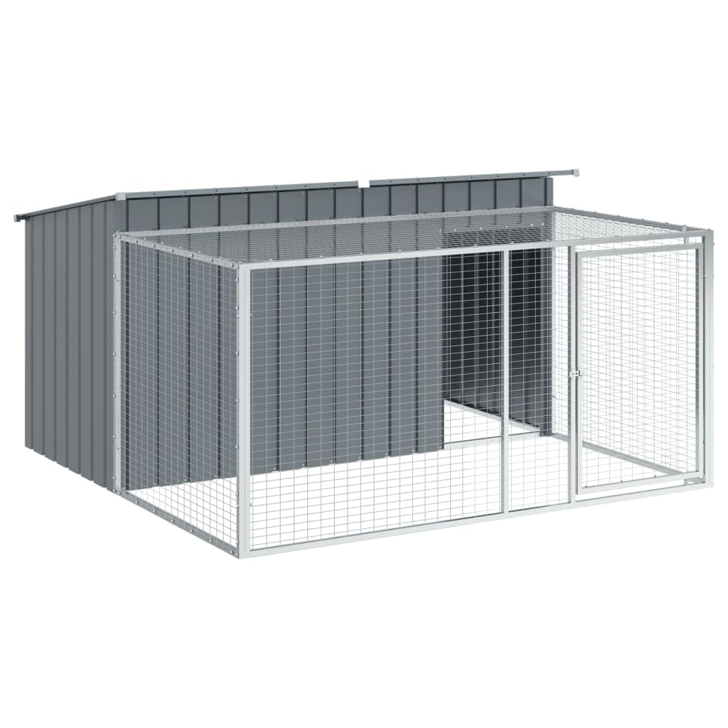 vidaXL Niche pour Chien avec enclos Anthracite 197 x 194 x 110 cm Acier galvanisé