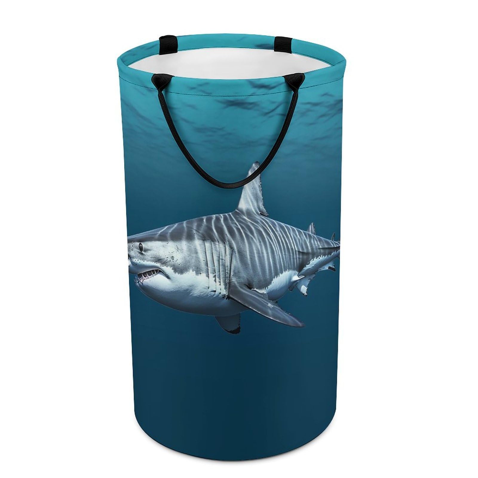 Panier à linge requin blanc grand format pliable avec poignées