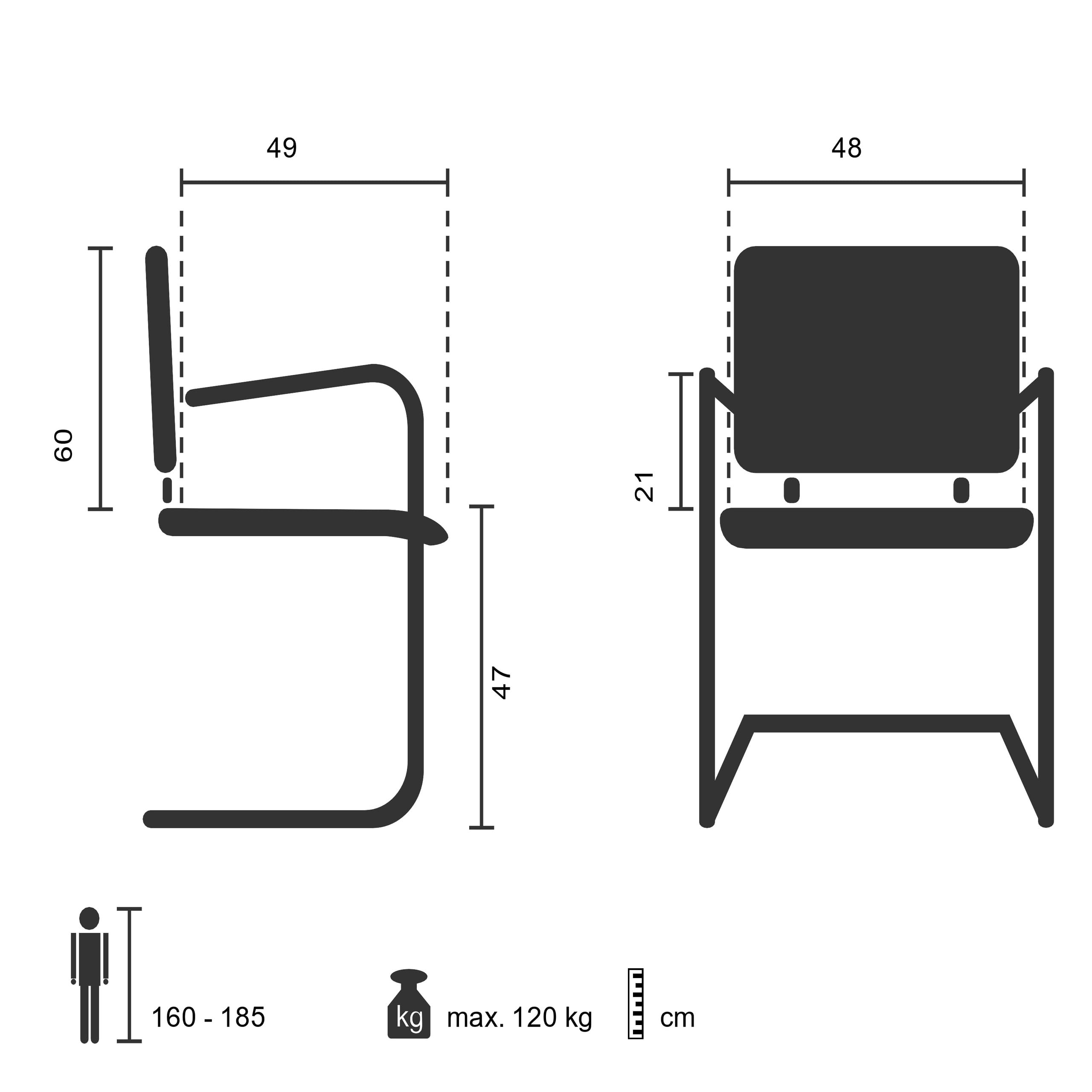 HJH Office 751003 sedia visitatore con braccioli BRETON V B sedia da conferenza cantilever in tessuto/rete nera, ergonomica