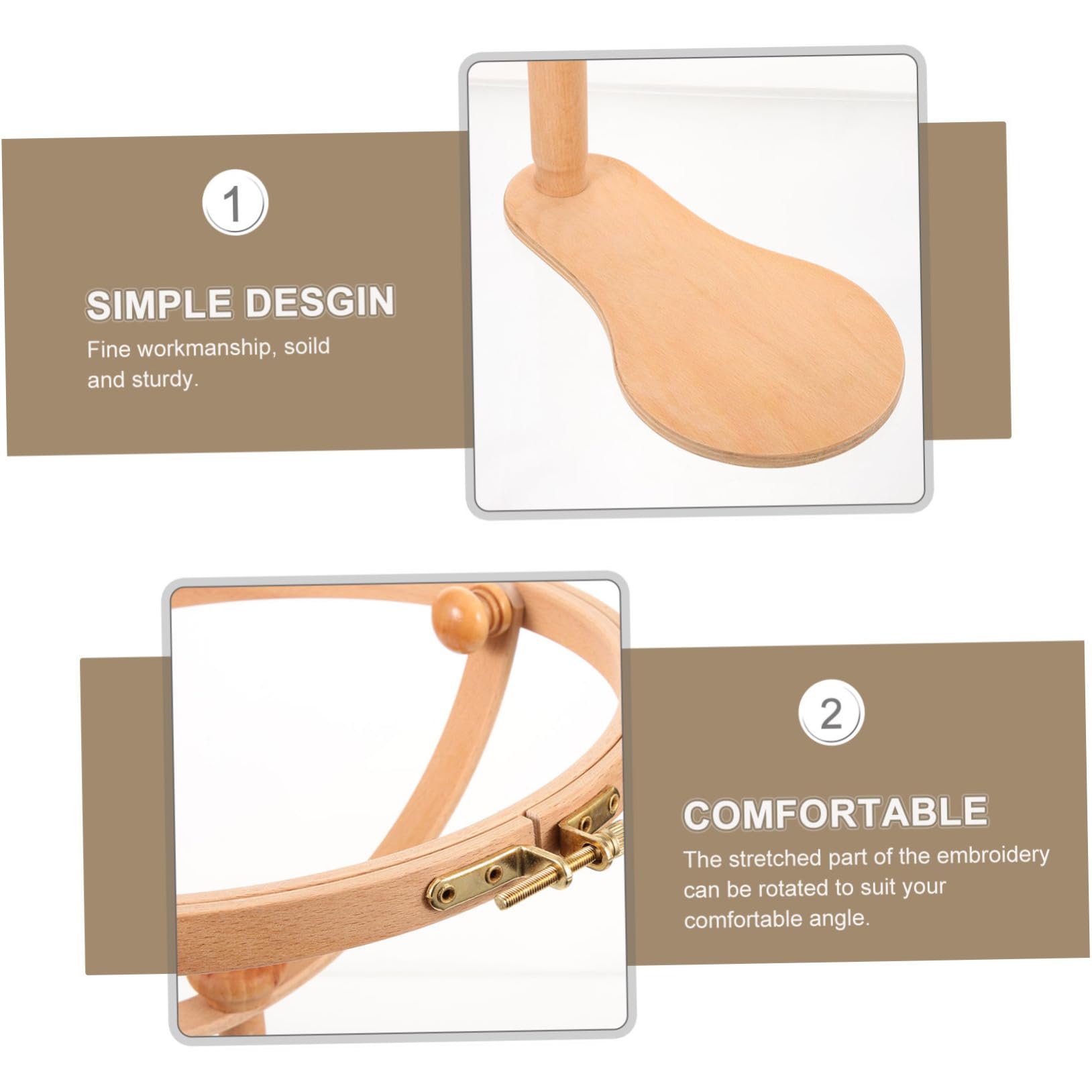 Gogogmee Embroidery Hoop Bracket Cross Stitch Stand Durable Wooden Embroidery Stand