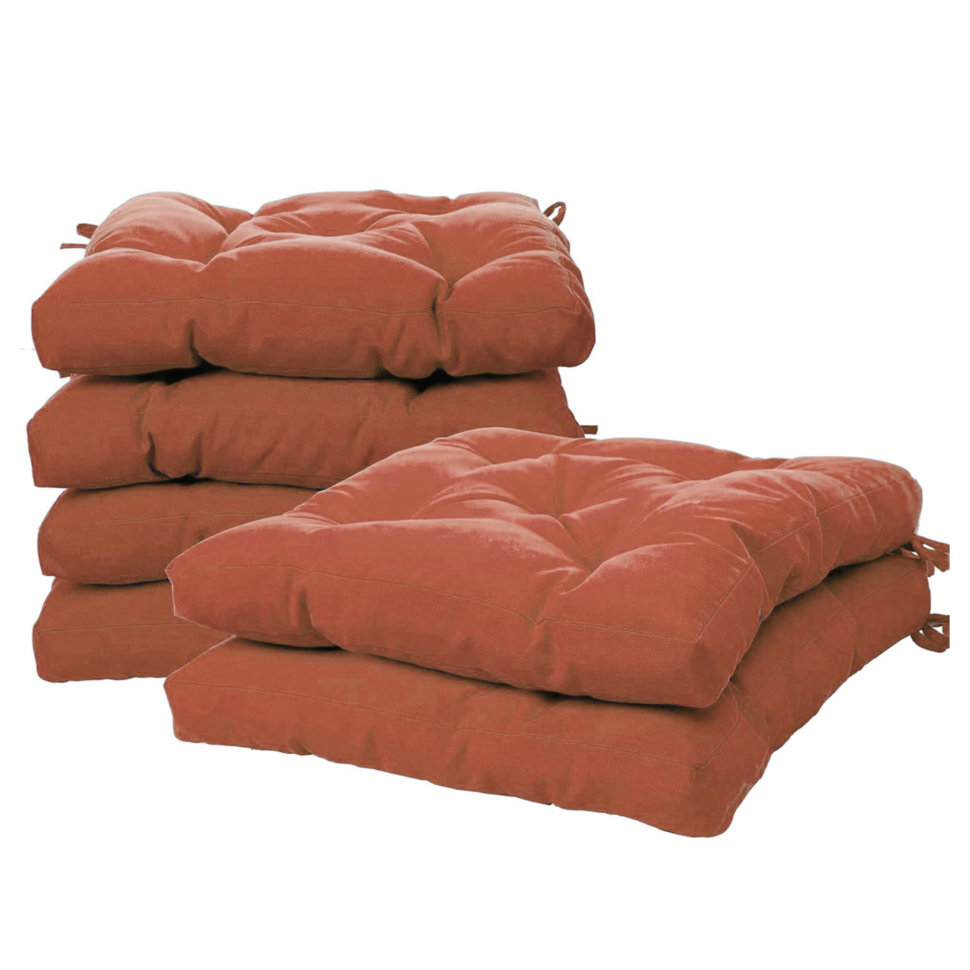 Viste tu hogar Pack 6 Cojines para Silla, 45x45x5 CM, Efecto Tridimensional, Relleno de 100% Poliéster, Ideal para Comedor, Terraza, Sala y Restaurante, Color Teja, Fabricado en España