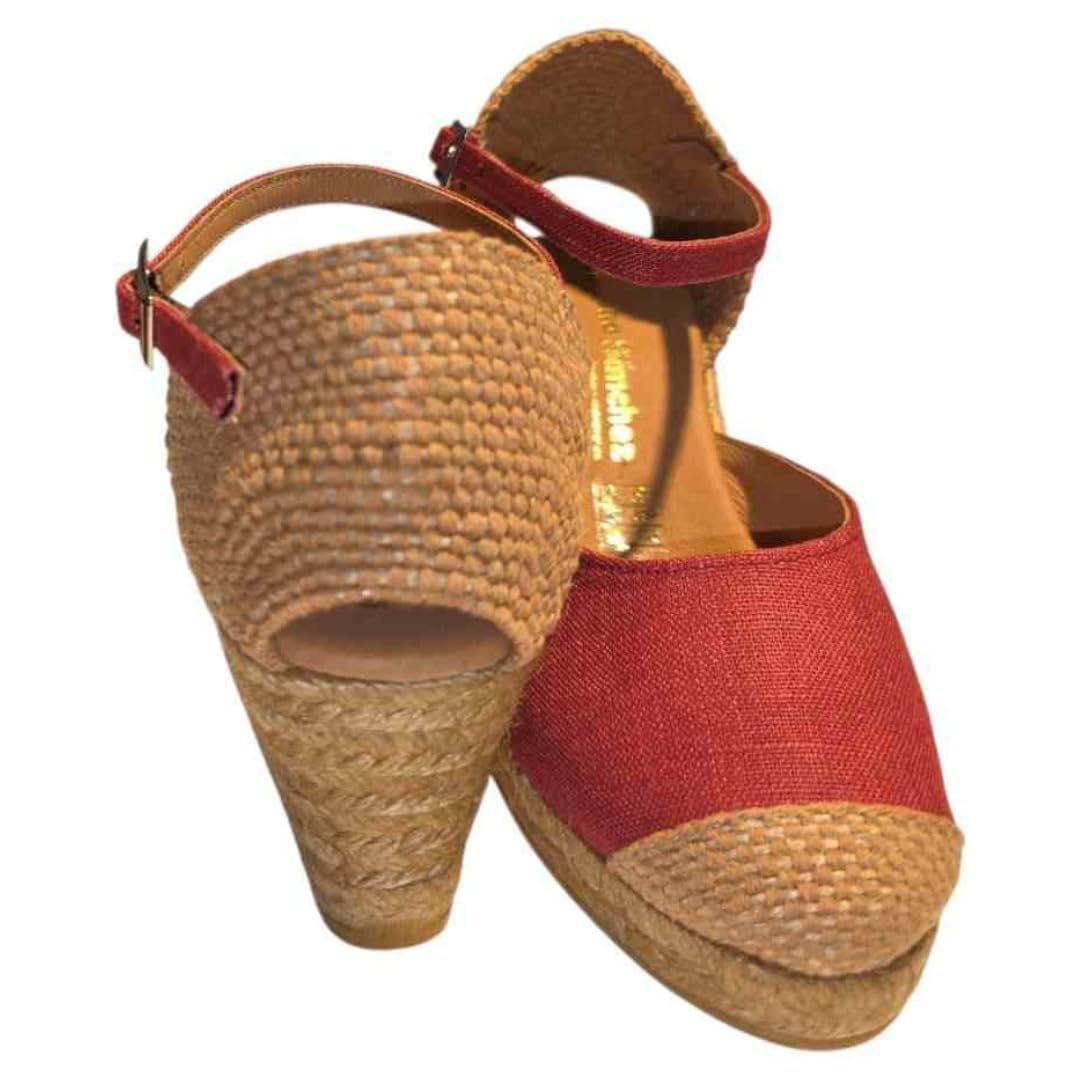 Sandalias Cuña Media Mujer Agatha, Alpargatas Mujer Cuña y Punta en Yute, Sandalias Esparto Hechas a Mano en España