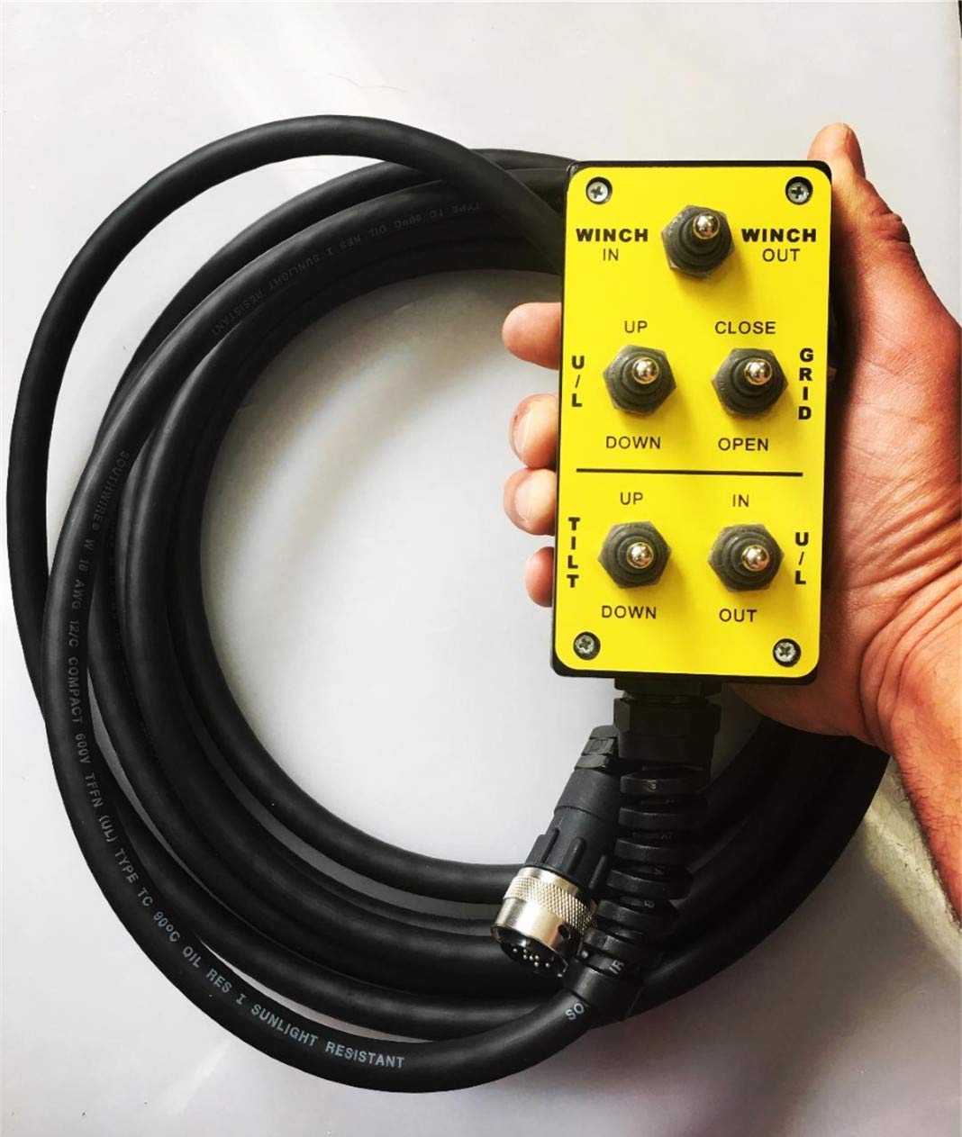 Winch Switch Too!! 5 Switch (10 Function) MPC-10-BD-JD Remote Control with 12 Pin Plug and 20' Cord for JERRDAN AUTO Loader Wheel Lifts Including Element