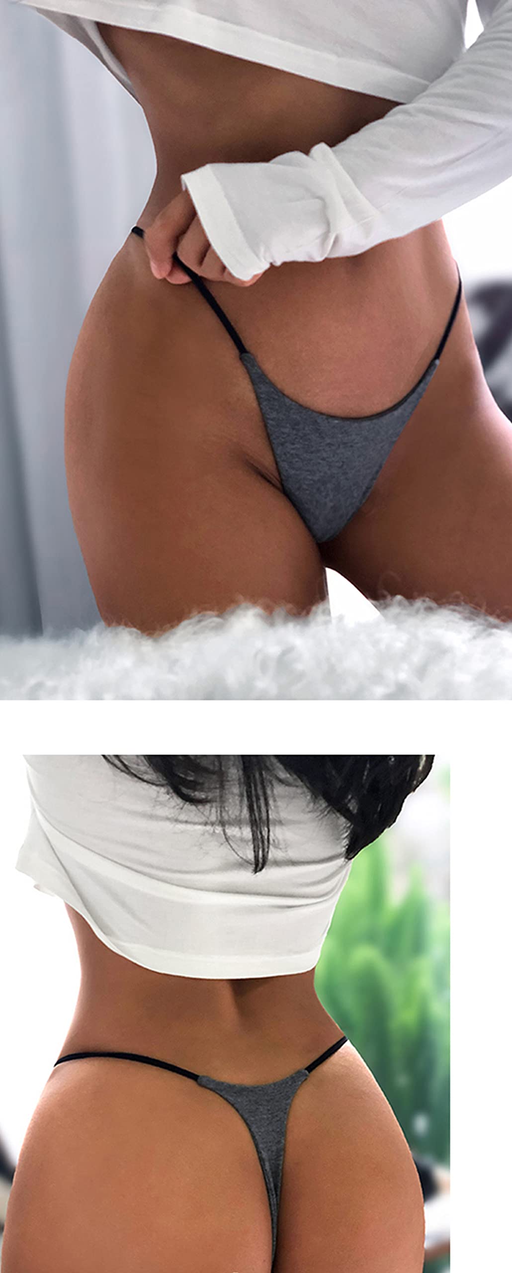 Aogda Thong for Women Cotton Underwear Low Rise Panties Woman G-String Thongs: Small G-5 Pack