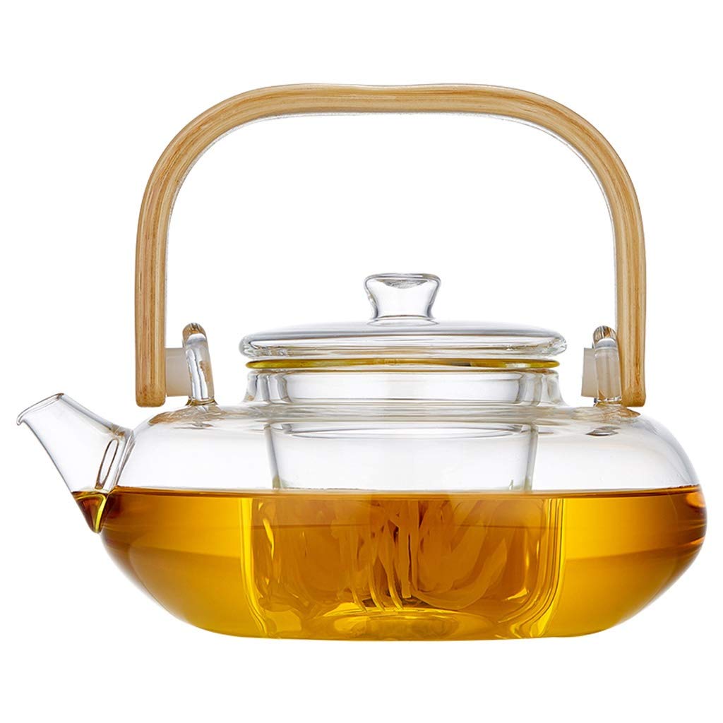 Teapot Teapots Glass Teapot High Temperature Resistant Flower Tea Coffee Pot Infuser Filter Round Tea Kettle Office Home Tea Kettle (Color : Clear)