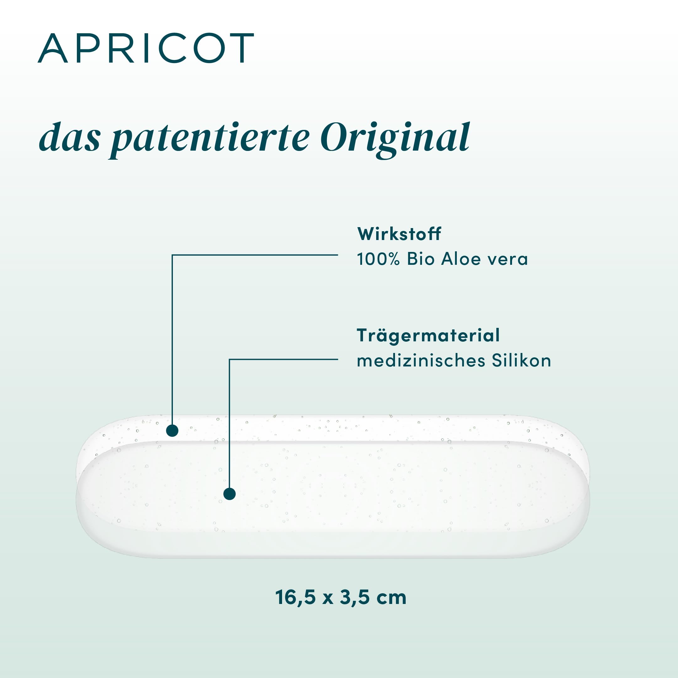 APRICOT 2x Silikon Narben Pad mit Bio-Aloe Vera aus medizinischem 16,5cm x 3,5cm - 30x Wiederverwendbar - Silikonpflaster für Narben, Narbenpflaster Silikon, Kaiserschnitt Narbenpflege OP