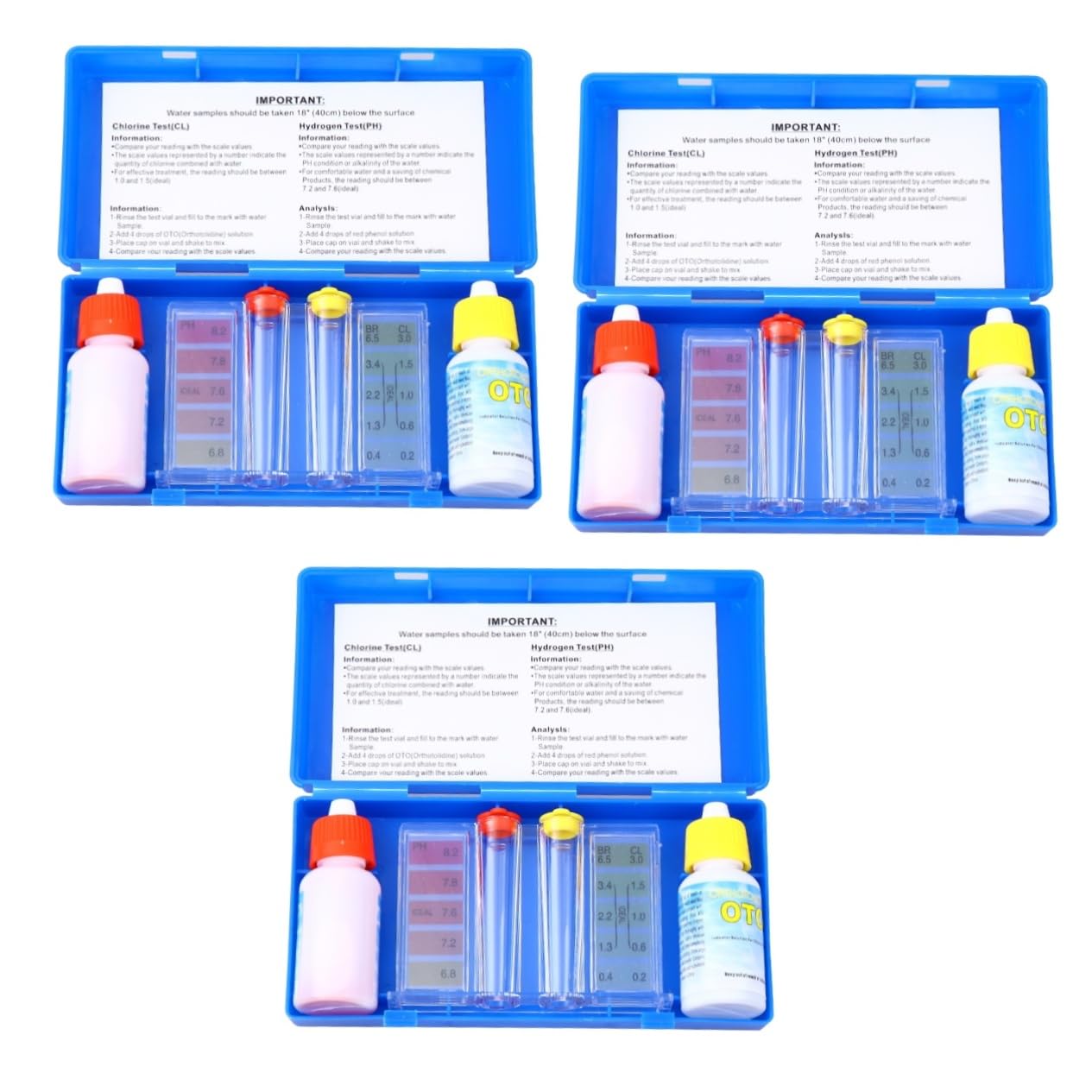 3 Sets Pool Chemistry Test kit spa Water Tester Water Testing kit spa Test kit PH Test Liquid Chemistry Test Solution Spa Water Test Solution Suite Swimming Pool Reagent Test strip/1881
