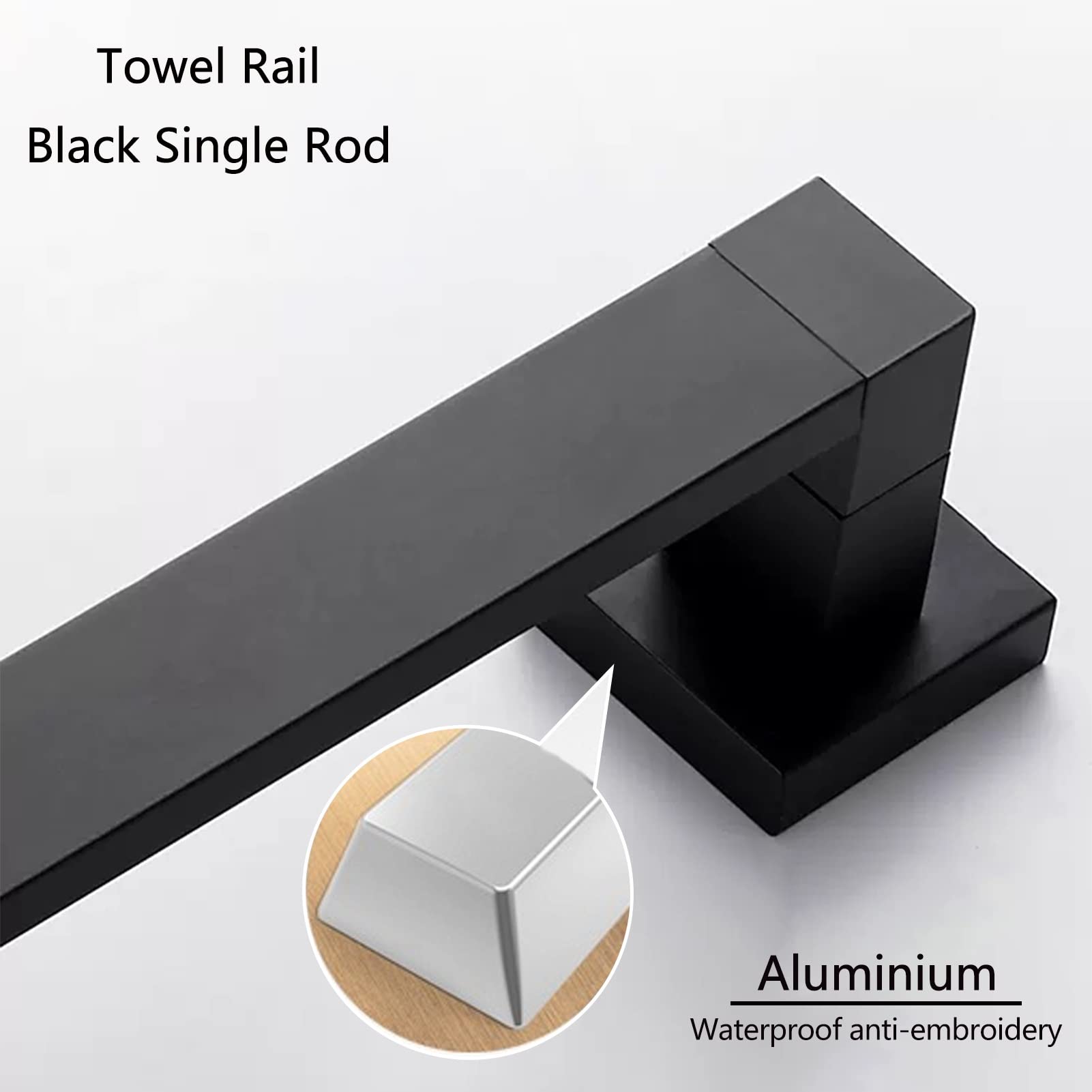 Barra para Toallas de baño, riel de baño de Pared, Soporte para paños de Cocina, Aluminio Grueso, instalación con Taladro, 40 cm, 50 cm, 60 cm, 80 cm, 100 cm, Negro (tamaño: 50 cm)