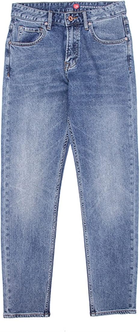 Amazon Co Jp メンズジーンズ 秋と冬の男性のジーンズ厚いスーパーソフトルーズストレートチューブ暖かいビジネスカジュアルミッドウエストメンズパンツ メンズ カジュアルジーンズ 色 Washed Fried Blue Size 2 ファッション