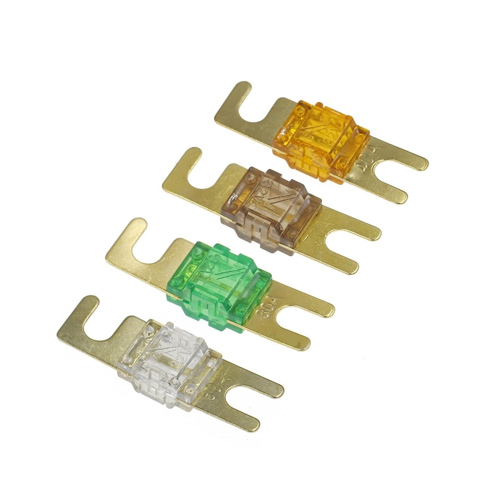 ANL Vergulde Stud Auto Zekeringen Mini Auto Stereo Audio AFS Zekering 20A 30A 40A 50A 60A 70A 80A 100A 125A 150A 32 V Auto Zekering Zekeringen Hot ( Size : 5Pcs, Color