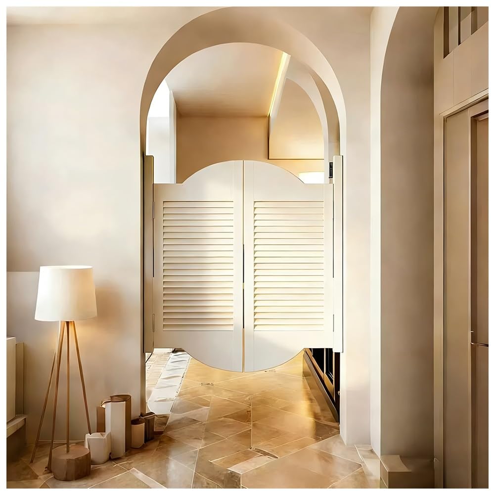 Porte battante intérieure en bois massif, porte de séparation de cuisine avec charnières et fermeture automatique pour bar et escaliers, taille et options de design personnalisables disponibles
