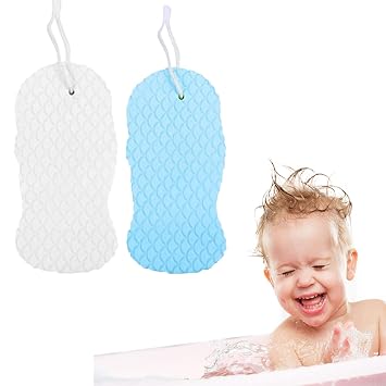 New Idea Gentle Baby Soft and Cleanliness Sponge, Super Soft Exfoliating Bath Sponge, Bath Sponge Shower Brush Body Dead Skin Remover for Adult Baby White+Blue