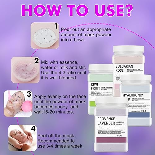 Miniatura 7 de Lavander - Máscara facial de gelatina, bikini, máscara de área de axilas, 30 sabores diferentes, para el hogar y tamaño profesional, 23 onzas,