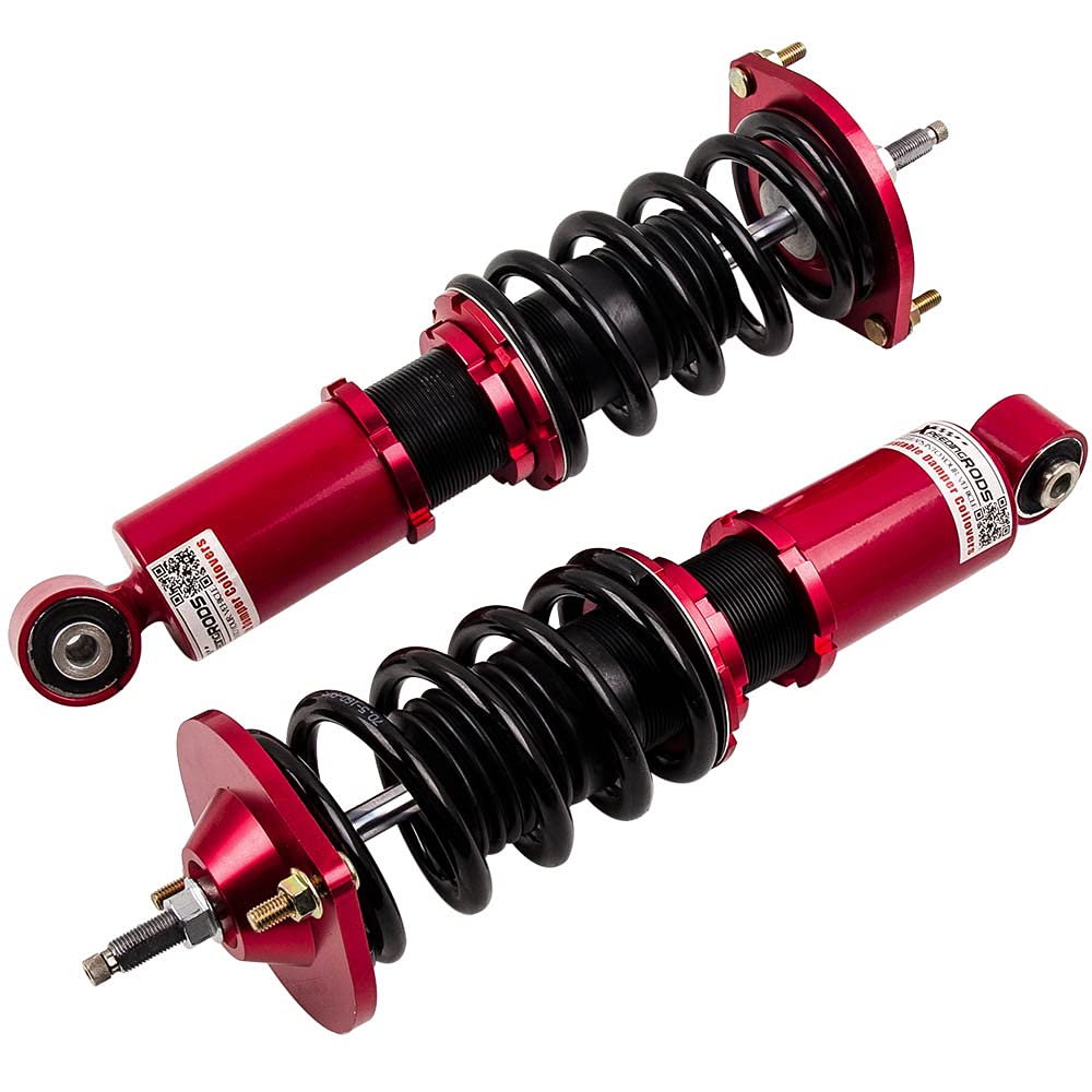 maXpeedingrods 4 Lots de Hauteur Ajustable Damper Réglable Coilover Kit de Suspension Amortisseurs Combinés Filetés Struts pour Mazda Miata MX5 NA NB 1989-2005 Rouge
