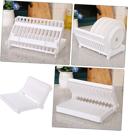 Miniatura 9 de Alipis Estante de plástico Platos de secado Rack 1pc Estante blanco Fregadero Bandeja de plástico Bandeja de secado de platos Estante de placa