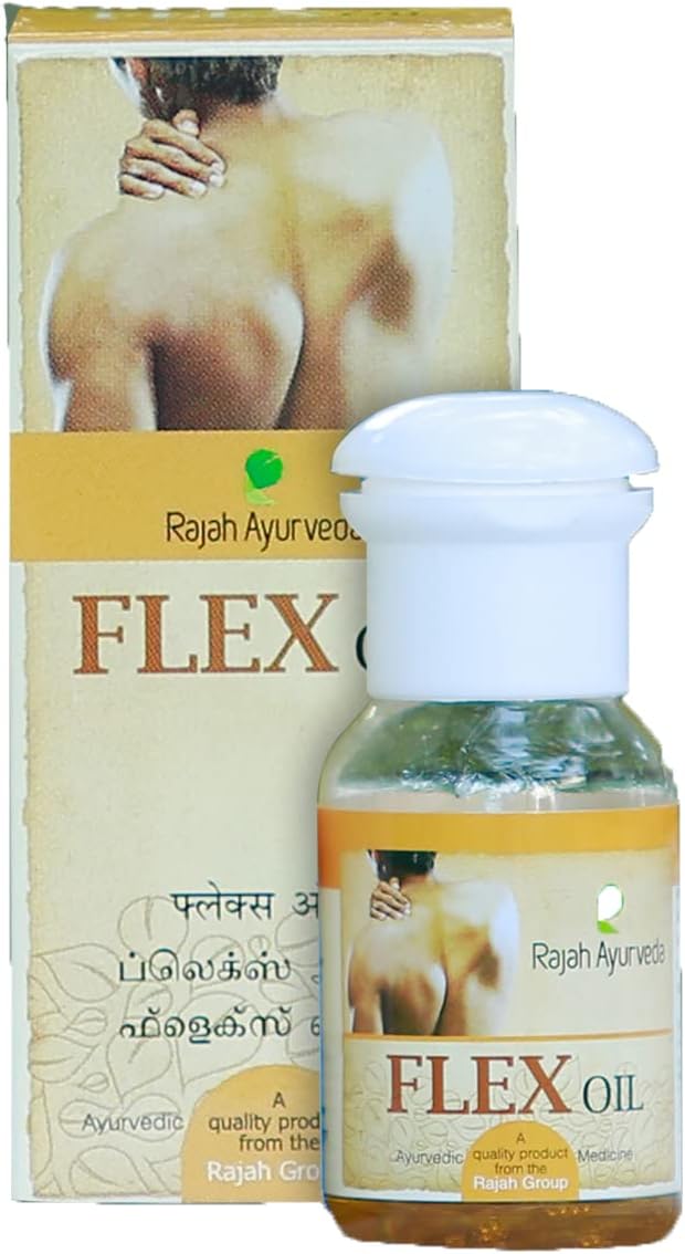 Rajah Ayurveda Flex Oil 40ML | Ayurvedic Pain Relief Oil | For Muscle, Bone, Joint, Knee And Back Pains | Unique Recipe | Pack Of 2