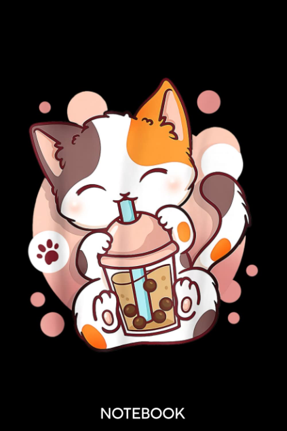 Cute Kawaii Cat Boba Bubble Milk Tea Anime Kitten Notebook: Lined 6x9 120 Pages Notebook ,Cute Anime Girl Diary or Notepad for Sketching and Writing ,Gift for All Anime Lovers