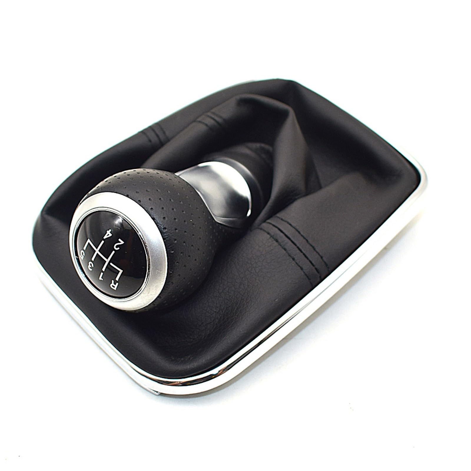 HSUKIHO Car Shift Knob Cover for VW for Golf 4 for MK4 for GTI for R32 for Bora for Jetta 1999-2004 5/6 Speed Car Gear Shift Knob Lever Shifter Gaitor Boot(Silver 5 Speed)