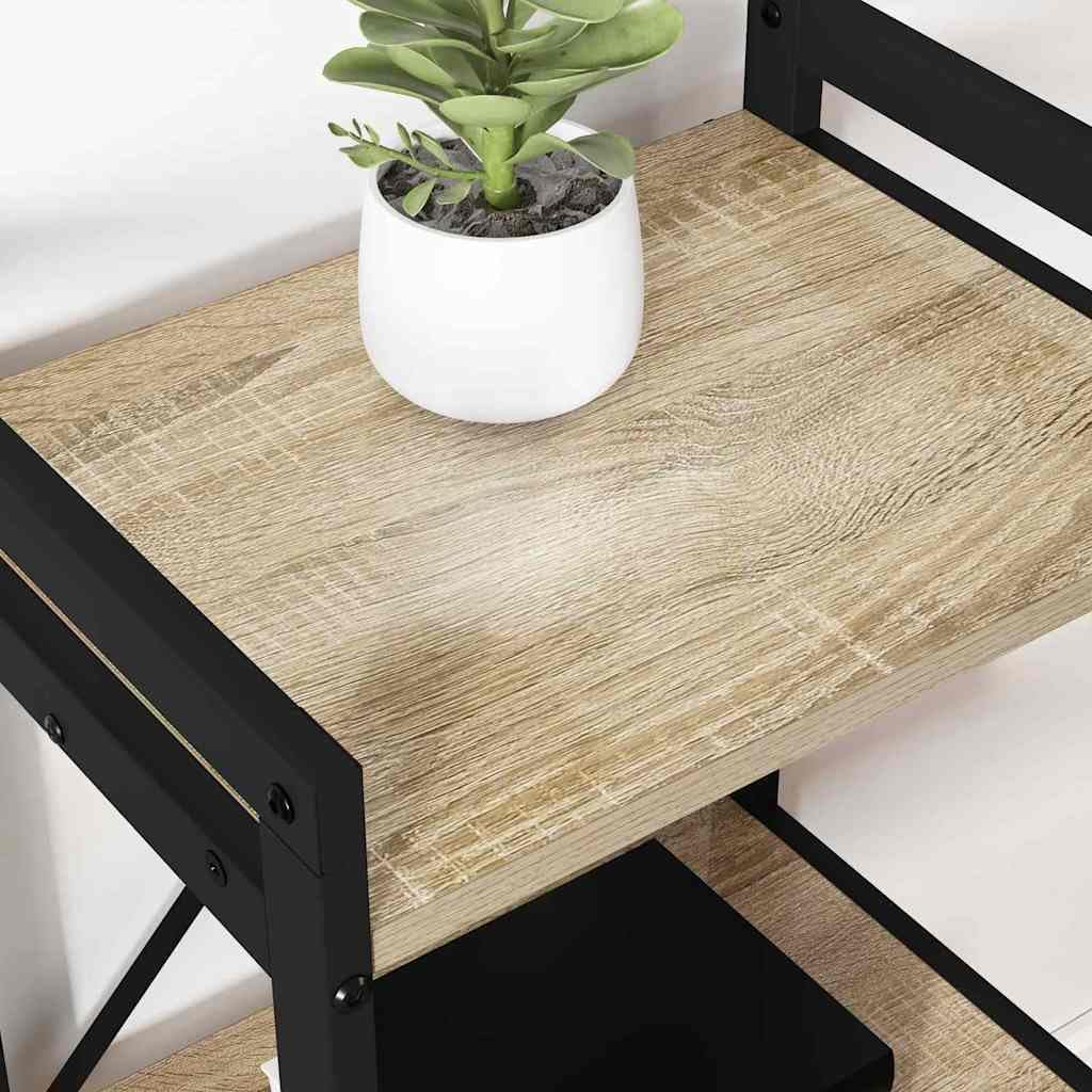 Libreria 40x30x50 cm Legno Ingegnerizzato Rovere Sonoma | Mobile scaffale versatile per soggiorno e studio, struttura in acciaio nero con portata fino a 60 kg per libri e oggetti.
