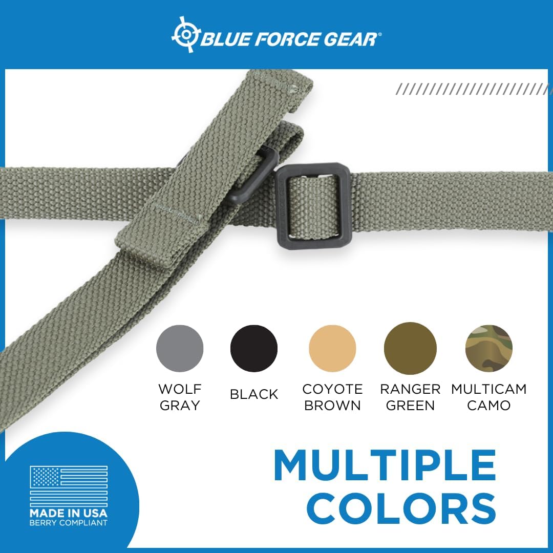 Blue Force Gear GMT Sling – Tactical Adjustable Strap with Durable Double-Locking Swivel Carry Attachment Accessory – Made in USA – Ranger Green – 34-64 Inches Length