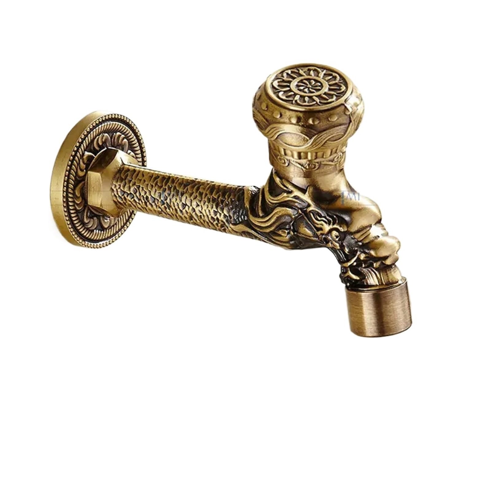 Taps Brass Carved Tap Faucet Garden Bibcock Washing Machine Outdoor Single Cold for Garden(Style033)