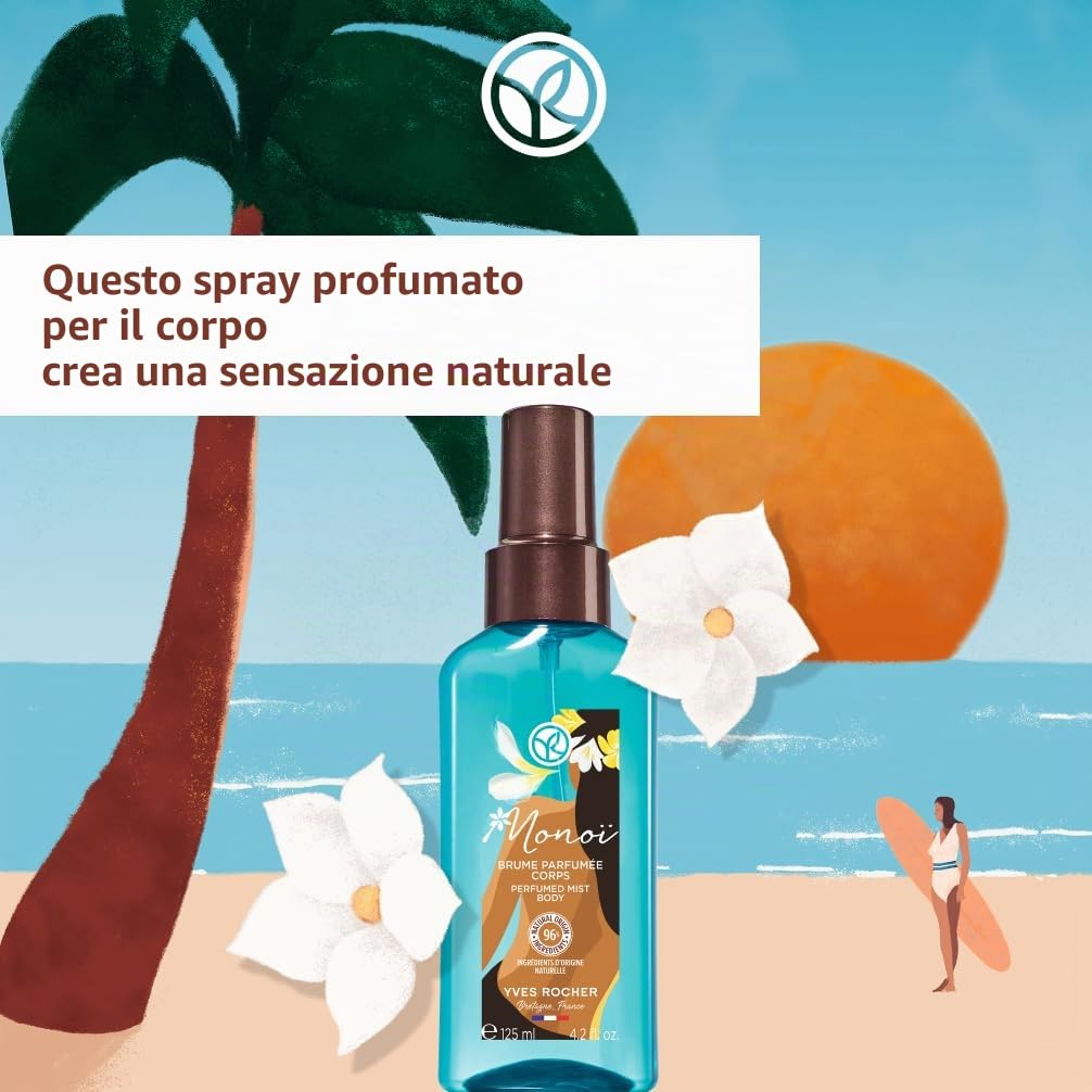 Yves Rocher Monoï Profumato Spray Corpo & Capelli, Profumo Irresistibile 1 Pompa Flacon da 125 ml