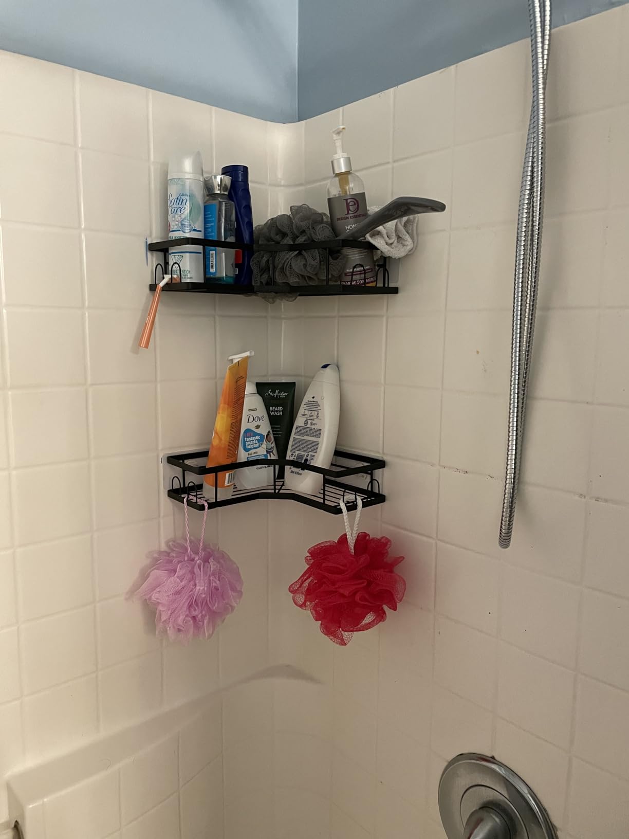 AKTECKE Corner Shower Caddy Bathroom Organizer Adhesive Shower Rack Bathtub Shelves - 3Pack No Drilling Shower Shelf photo review