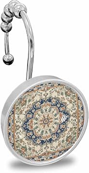 Southwestern Shower Curtain Hooks, Decorative Shower Curtain Rings, Heritage Antique Boho Country Rustic Stainless Steel Showerhooks for Curtain & Liner Bathroom Decor Accessories 12Pcs