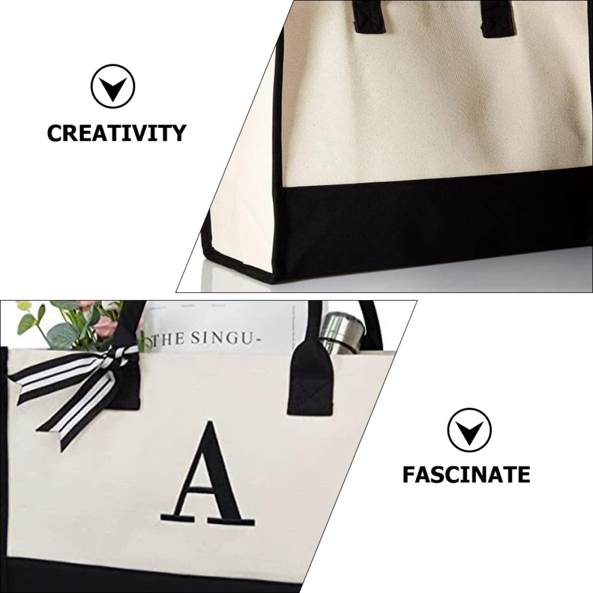 Baluue Borsa Tote Grande in Tela Canvas Grande Capacità e Design Semplice, Resistente alla Moda, per Shopping e Ufficio